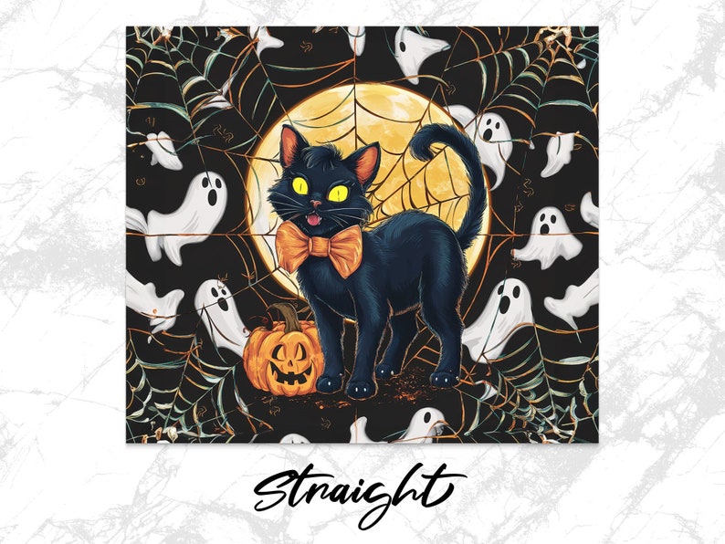 Black Cat Halloween 20oz Skinny Tumbler Wrap Etsy