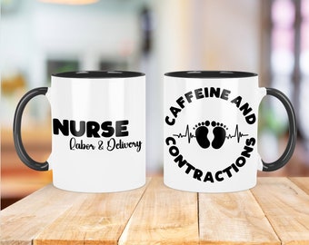 Nurse Mug Wrap, 11oz and 15oz Mug Wrap Sublimation PNG, Instant Download, Labor & Delivery, Caffeine, Labor and Delivery Nurse Mug Design