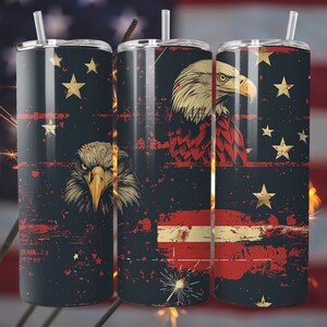 4th Of July American Flag 20 oz Skinny Tumbler Sublimation Design, 4th Of July PNG, Patriotic Tumbler PNG, America Tumbler Wrap