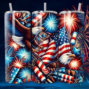 4th Of July American Flag 20 oz Skinny Tumbler Sublimation Design, 4th Of July PNG, Patriotic Tumbler PNG, America Tumbler Wrap