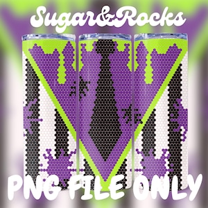 Puede incluir: Tres vasos de acero inoxidable con un diseño geométrico repetido en negro, blanco, morado y verde. El diseño incluye una corbata negra, gotas moradas y el texto "PNG FILE ONLY". Los vasos son cilíndricos y tienen tapa.