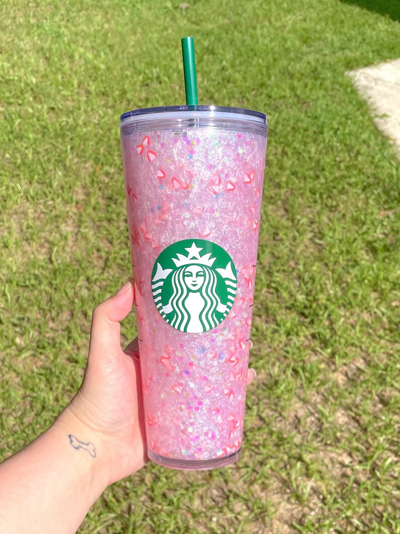 Venti 24 oz Pink Drink Starbucks Acrylic Snow Globe Tumbler Etsy
