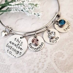 Personalized Aunt Bracelet, Auntie Bangle, Gift for Aunt, Aunt Gift, Aunt Jewelry, Hand Stamped Gift, Hand Stamped Jewelry, Name Bangle image 2