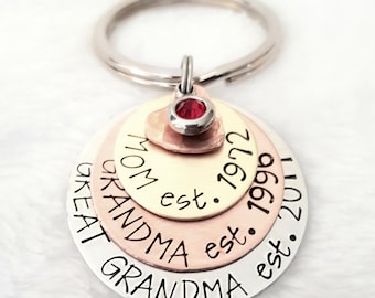 Personalized Mom Keychain, Mom Key Chain, Mother's Day Gift, Grandma Keychain, Great Grandma Gift, Mom Gift, Gift for Grandma, Grandma Gift