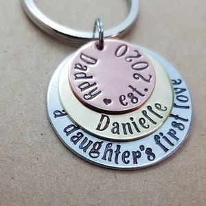Personalized Dad Keychain, A Daughter's First Love, Dad Gift,Gift for Dad,Dad Key chain,Father's Day Gift, Keychain, Gift for Him