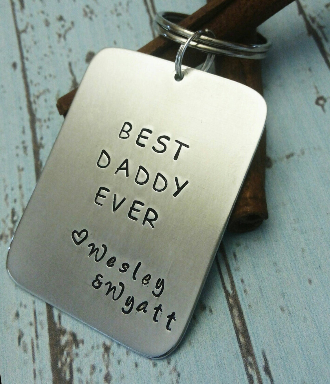 Personalized Daddy Key Chain Dad keychain Hand Stamped Key Etsy