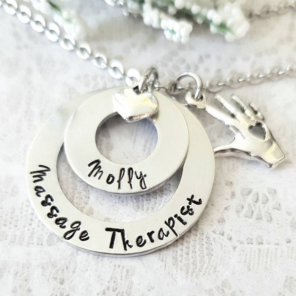 Personalized Massage Therapist Necklace, MT Necklace, Massage Therapy Jewelry, MT Gift, MT Graduation Gift, Massage Therapist Jewelry