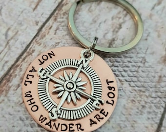 Not All Who Wander Are Lost Key Chain, Wanderlust Key Chain, Explorer Key Chain, Compass Key Chain, Quote Key Chain, Inspirational Key Chain