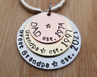 Personalized  Dad Keychain, Father Keychain, Father's Day Gift, Gift for Dad, Gift for Grandpa, Grandpa Gift, Great Grandpa Gift, Dad Gift