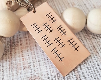 Tally Mark Keychain, Tally Mark Key chain, Anniversary Keychain, Husband Gift, Wife Gift, Anniversary Gift, Husband Anniversary,Gift for her