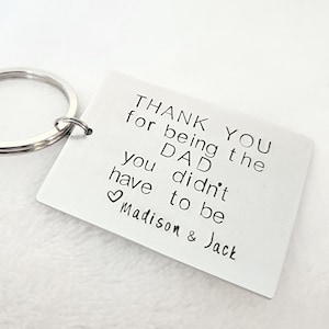 Personalized Stepdad Key Chain - Step Father Key Chain - Birthday gift for Step dad - Hand Stamped Gift - Step Dad KeyChain - Gift for him