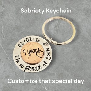 Personalized Sobriety Keychain, Sobriety Gift, AA Recovery Gift, Gift for Recovering Addict, Sobriety Anniversary Gift, Recovery Keychain