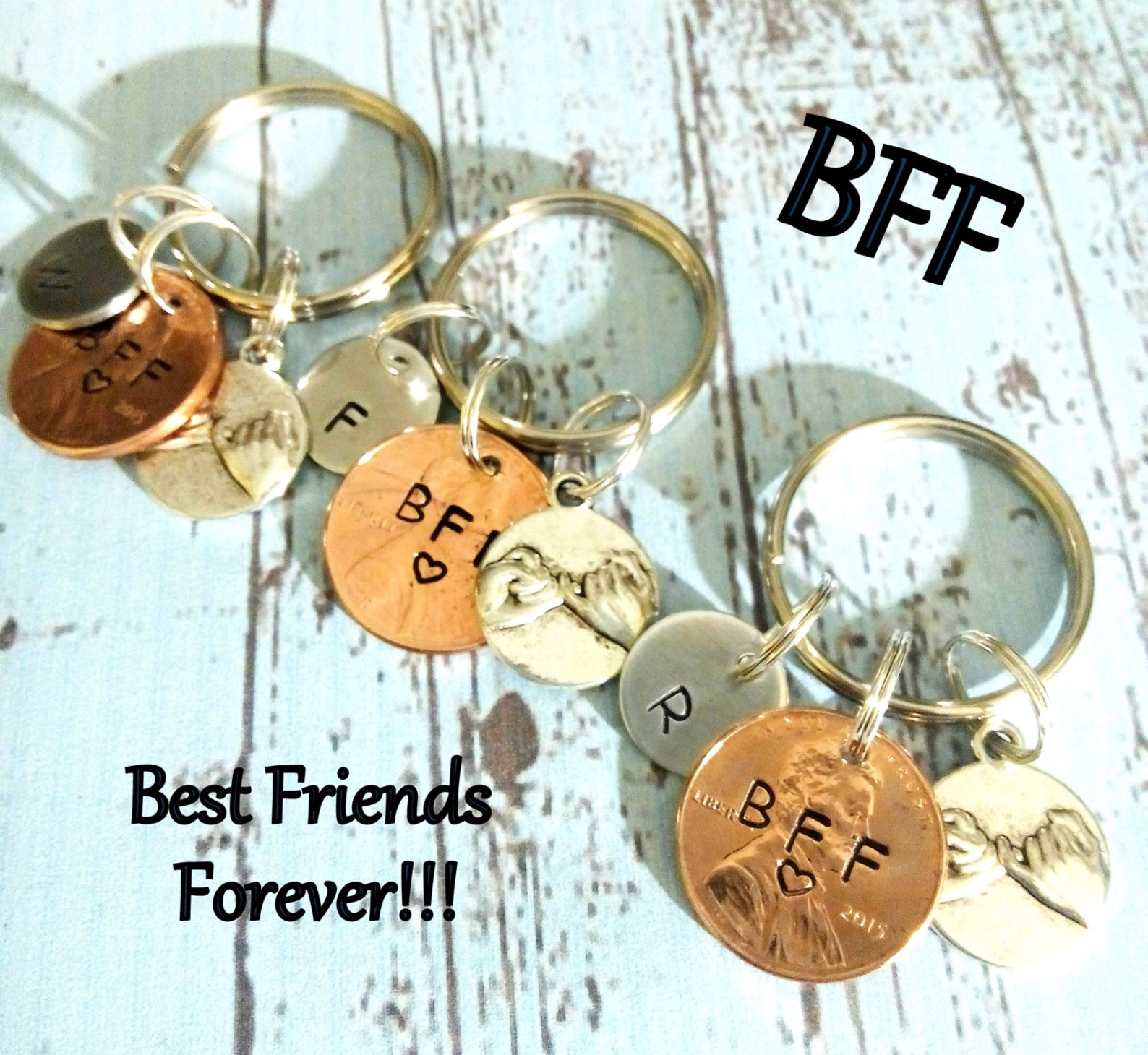 Personalized Best Friends Key Chainsset of 3 Keychainspinky Etsy