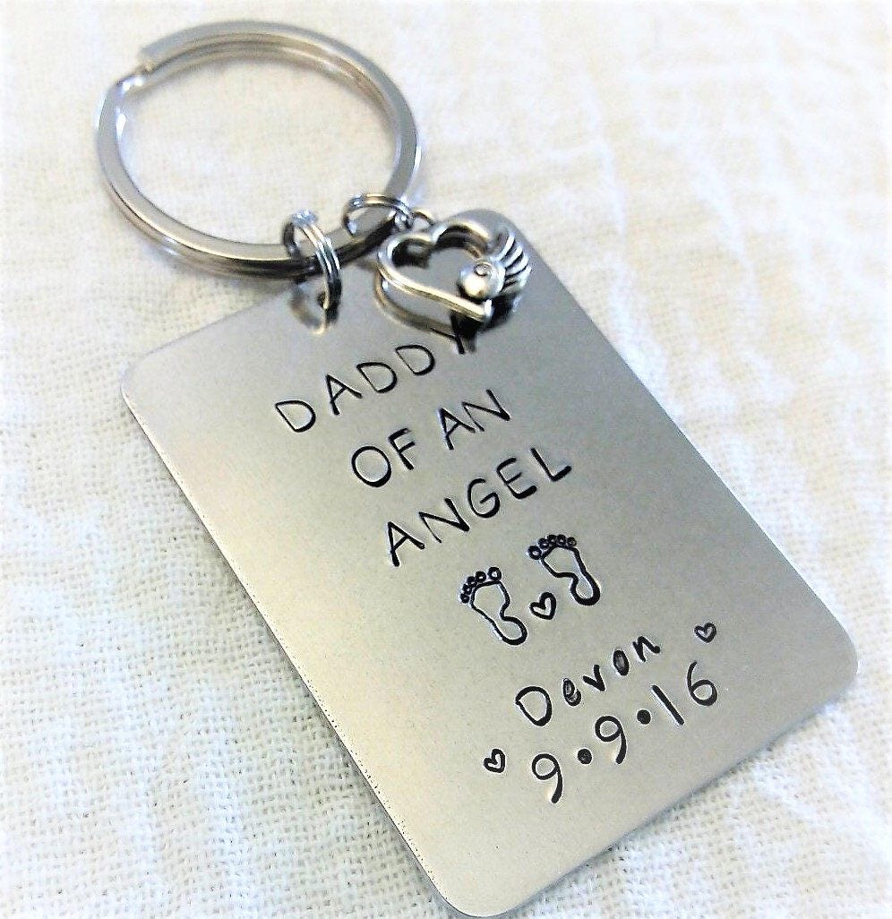 Daddy Of An Angel Key Chain,Personalized Keychain,Angel Keychain,In Memory Gift,Sympathy Keychain,Daddy Key chain,Memorial Keychain
