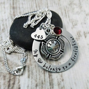 Firefighter Necklace, Firefighter Wife Necklace, Firefighter Girlfriend Necklace, Firefighter Jewelry, Fireman Wife Jewelry,Fireman Necklace