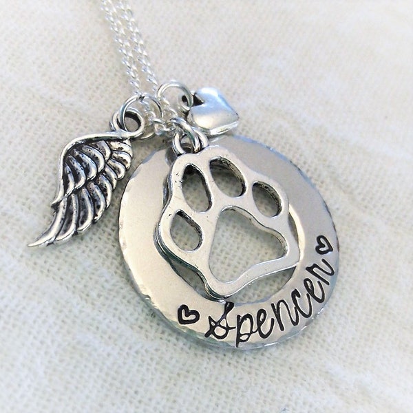 Personalized Pet Memorial Necklace, Dog, Cat, In Memory Of Necklace, Remembrance Jewelry, Pet Memorial Jewelry, Angel Pet Necklace, Handmade