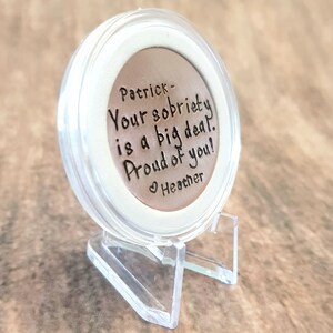 Personalized Sobriety Coin and Case, Sobriety Gift, AA Recovery Gift, Gift for Recovering Addict, Sober Anniversary Gift, 1 Year Sober Gift image 2