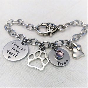 Personalized Pet Memorial Bracelet, Pet Memorial Jewelry, Memorial Dog Bracelet, In Memory of Gift, Remembrance Jewelry, Pet Remembrance