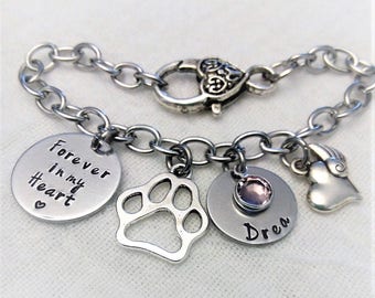 Personalized Pet Memorial Bracelet, Pet Memorial Jewelry, Memorial Dog Bracelet, In Memory of Gift, Remembrance Jewelry, Pet Remembrance