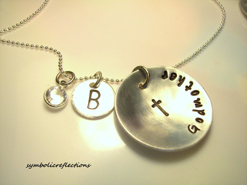 Baptism gift Hand Stamped Gift Gift for her Godmother Present Godmother Jewelry Personalized Godmother necklace Godmother gift