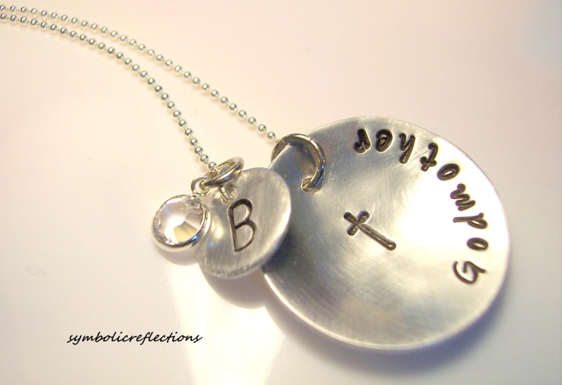 Baptism gift Hand Stamped Gift Gift for her Godmother Present Godmother Jewelry Personalized Godmother necklace Godmother gift