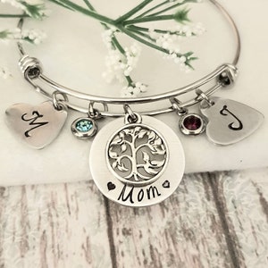 Personalized Mother Bracelet, Mom Bracelet, Mother Bangle, Mother Gift, Mother&#39;s Day Gift, Grandma Gift ,Grandma Bracelet, Grandma Jewelry