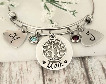 Personalized Mother Bracelet, Mom Bracelet, Mother Bangle, Mother Gift, Mother's Day Gift, Grandma Gift ,Grandma Bracelet, Grandma Jewelry