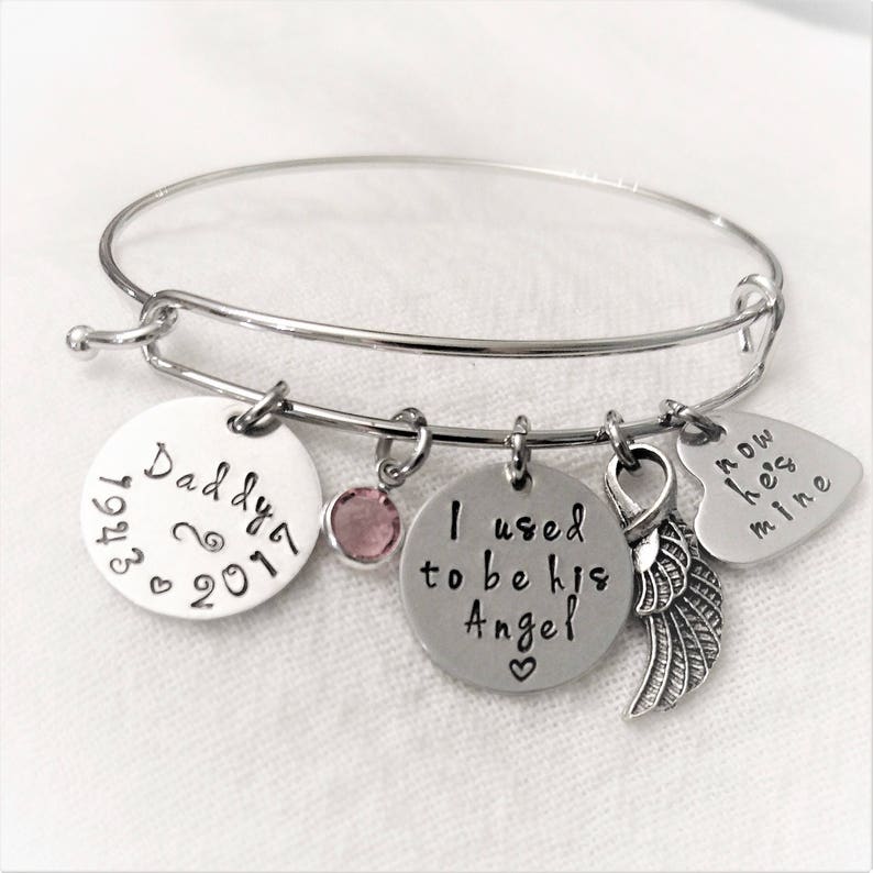 Personalized Memorial Bangle I Used To Be His Angel Bracelet Etsy