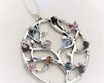 Family Tree Birthstone Necklace,Grandma Necklace,Mother Necklace,Grandma Jewelry,Mom Jewelry,Gift for Grandma,Mother Gift,Grandmother Gift
