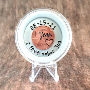 Personalized Sobriety Coin and Case, Sobriety Gift, AA Recovery Gift, Gift for Recovering Addict, Sober Anniversary Gift, 1 Year Sober Gift