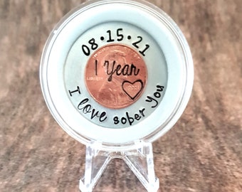 Personalized Sobriety Coin and Case, Sobriety Gift, AA Recovery Gift, Gift for Recovering Addict, Sober Anniversary Gift, 1 Year Sober Gift