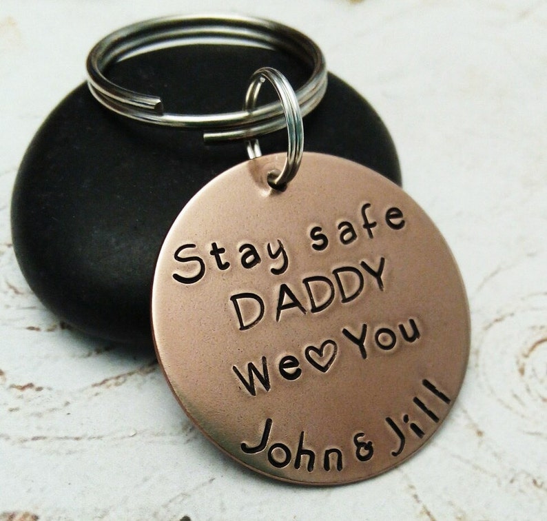 Personalized Father Key Chain, Dad Gift, Father's Day Keychain, Gift For Dad, Firefighter Gift, Law Enforcement, Military Gift, Deployment image 3