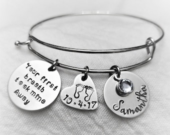 New Mom Bracelet, New Mom Jewelry, Gift for New Mom, Baby Shower Gift, Mommy Jewelry, Personalized Gift, Hand Stamped Jewelry, Gift for Wife