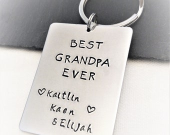 Personalized Grandpa Key Chain,Grandpa Keychain,Keychain for Grandpa,Birthday Gift for Grandpa,Hand Stamped Gift,Gift for him,Grandpa Gift