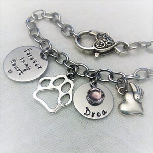 Personalized Pet Memorial Bracelet, Pet Memorial Jewelry, Memorial Dog Bracelet, In Memory of Gift, Remembrance Jewelry, Pet Remembrance image 4