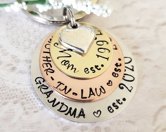 Personalized Mother-in-law Keychain, Gift for Mom, Mother Gift, Gift for Mother-in-law, Grandma Gift, Grandma Keychain, Mother's Day Gift