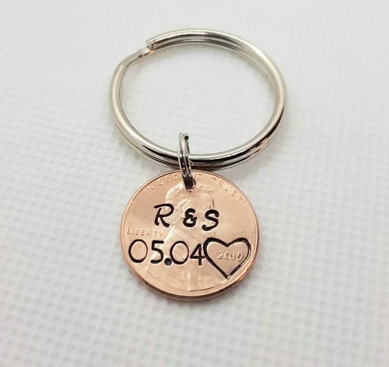 Hand Stamped Penny Key Chainlucky Penny Keychainlucky Etsy