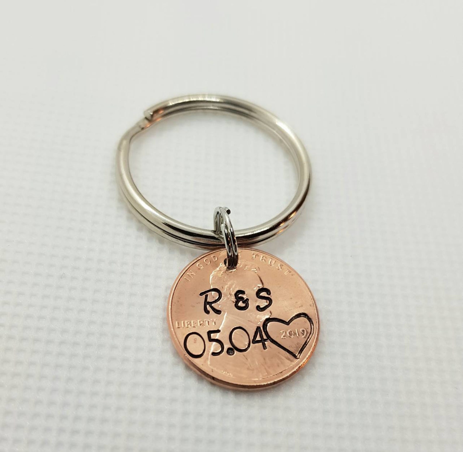 Hand Stamped Penny Key Chainlucky Penny Keychainlucky Etsy
