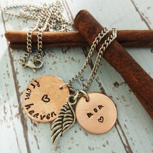 In Memory of Necklace - Hand stamped Necklace - Remembrance Necklace - Penny Necklace - Angel wing Necklace - Memorial Necklace - Jewelry -
