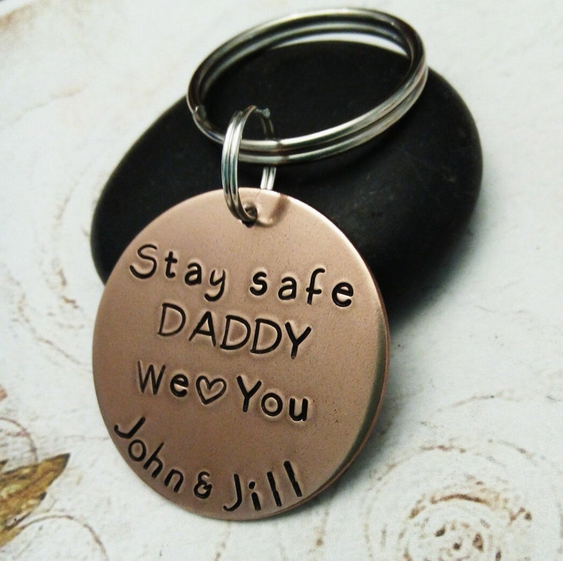 Personalized Father Key Chain, Dad Gift, Father's Day Keychain, Gift For Dad, Firefighter Gift, Law Enforcement, Military Gift, Deployment image 2