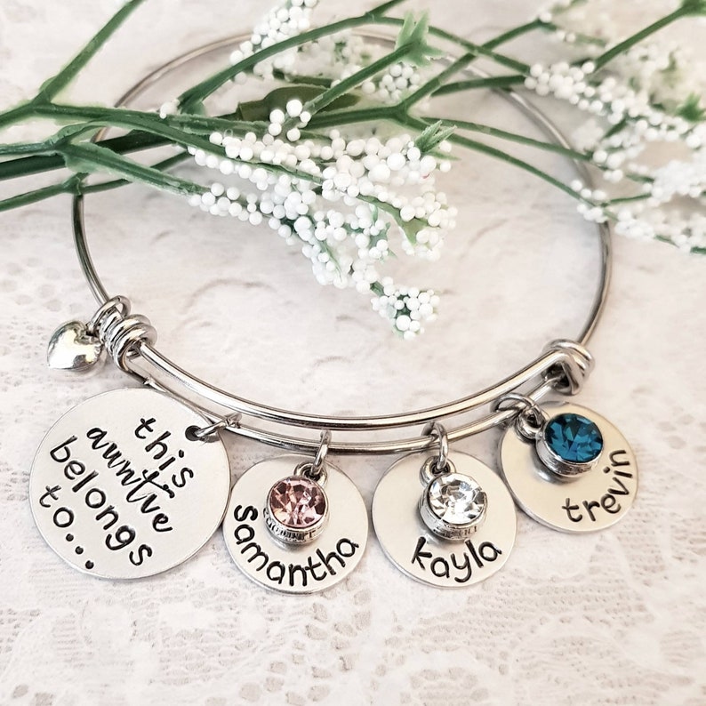 Personalized Aunt Bracelet, Auntie Bangle, Gift for Aunt, Aunt Gift, Aunt Jewelry, Hand Stamped Gift, Hand Stamped Jewelry, Name Bangle image 4