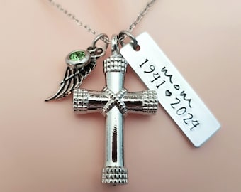 Personalized Urn Cross Necklace, Cremation Necklace, Grievance Gift, Memorial Gift, Ashes Jewelry, Keepsake Urn, Custom Gift, Memorial Cross