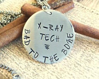 Hand Stamped X-ray Tech Necklace,Radiologist Necklace,Radiologist Jewelry,X-ray Tech Jewelry, Medical Jewelry,X-ray Tech Gift,Gift from boss