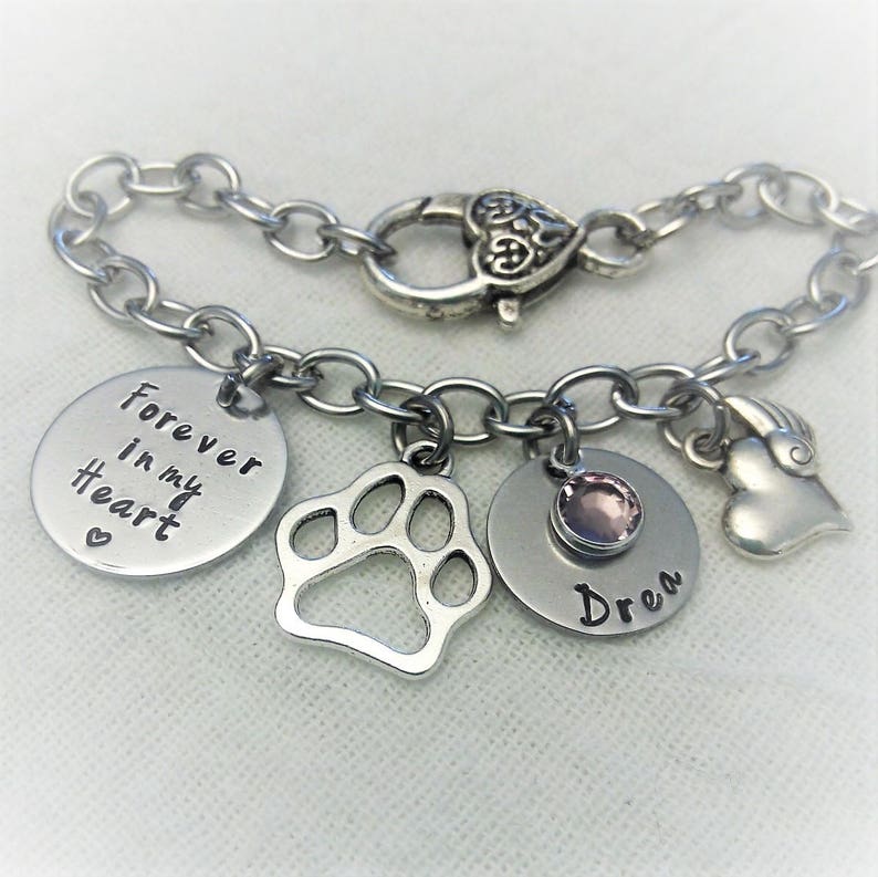 Personalized Pet Memorial Bracelet, Pet Memorial Jewelry, Memorial Dog Bracelet, In Memory of Gift, Remembrance Jewelry, Pet Remembrance image 3