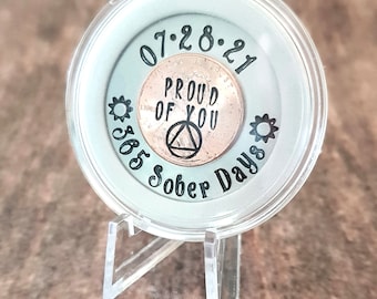 Sobriety Coin and Case, Sobriety Gift for Man, Sobriety Gift for Woman, 1 Year Sobriety Gift, Sober Anniversary Gift, Recovery Gift