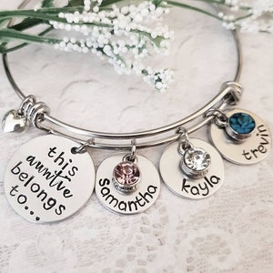 Personalized Aunt Bracelet, Auntie Bangle, Gift for Aunt, Aunt Gift, Aunt Jewelry, Hand Stamped Gift, Hand Stamped Jewelry, Name Bangle image 1