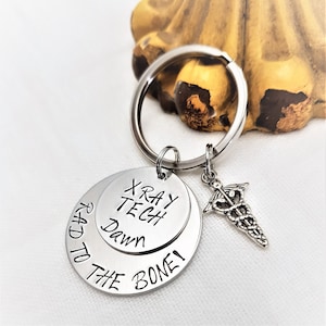 Personalized X Ray Technician Key Chain,Radioloigist Keychain,X Ray Tech Keychain,Medical Keychain,Hand Stamped Gift,X Ray Technician Gift