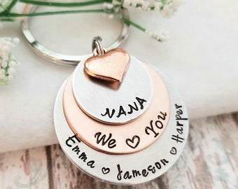 Personalized Nana Key Chain, Mother's Day Gift, Gift For Nana, Grandma Key Chain, Nana's Keychain, Mom Keychain, Gift for Nana, Gift For Her