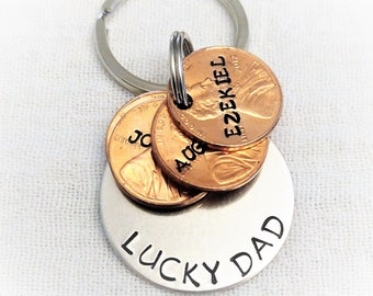 Personalized Dad Key Chain, Dad Gift, Gift for dad, Lucky Dad Key Chain, Penny Key Chain, Father's Day Gift, Father Key Chain, Father Gift