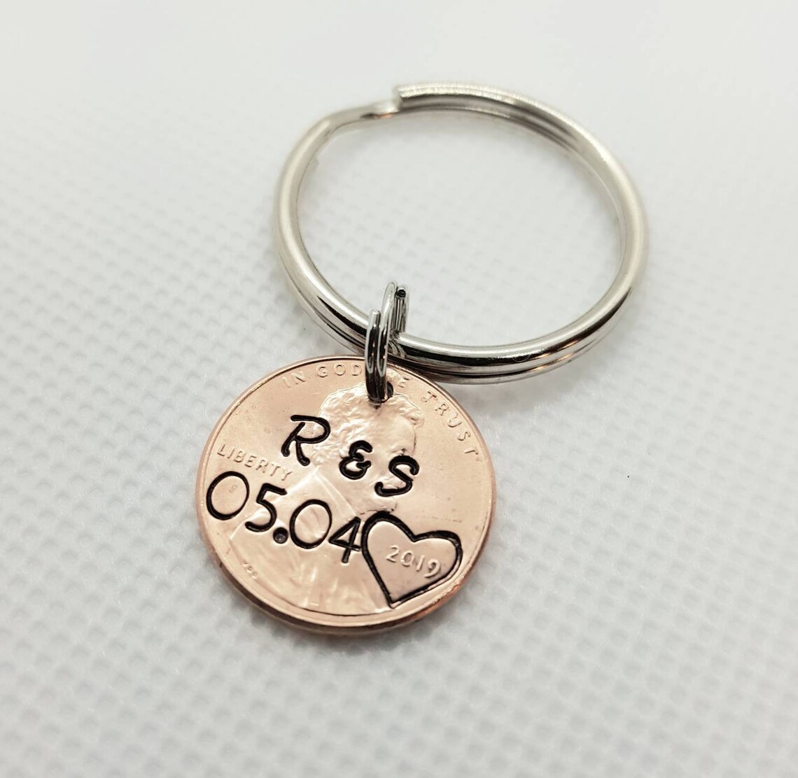Hand Stamped Penny Key Chainlucky Penny Keychainlucky Etsy